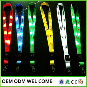 OEM Glow lanyard flash custom Nylon led lanyard