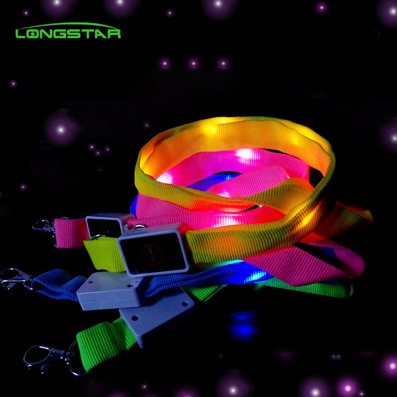 OEM/ODM China Custom Glow In The Dark Lanyard - Manufacturer’s cheap promotion glowing party logo customized identification led waterproof lanyard – Longstar detail pictures