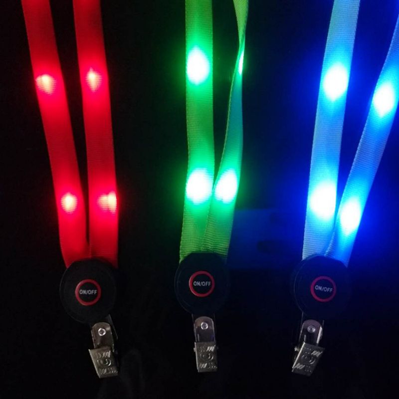 OEM/ODM China Custom Glow In The Dark Lanyard - Manufacturer’s cheap promotion glowing party logo customized identification led waterproof lanyard – Longstar detail pictures