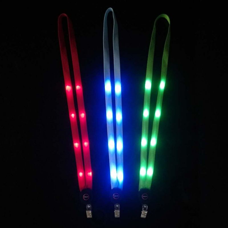 OEM/ODM China Custom Glow In The Dark Lanyard - Manufacturer’s cheap promotion glowing party logo customized identification led waterproof lanyard – Longstar detail pictures