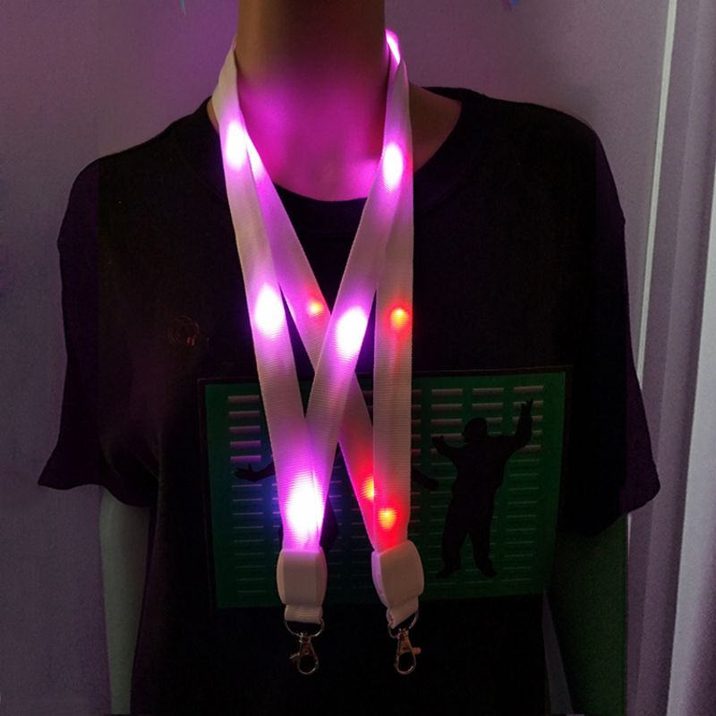 OEM/ODM China Custom Glow In The Dark Lanyard - Manufacturer’s cheap promotion glowing party logo customized identification led waterproof lanyard – Longstar detail pictures