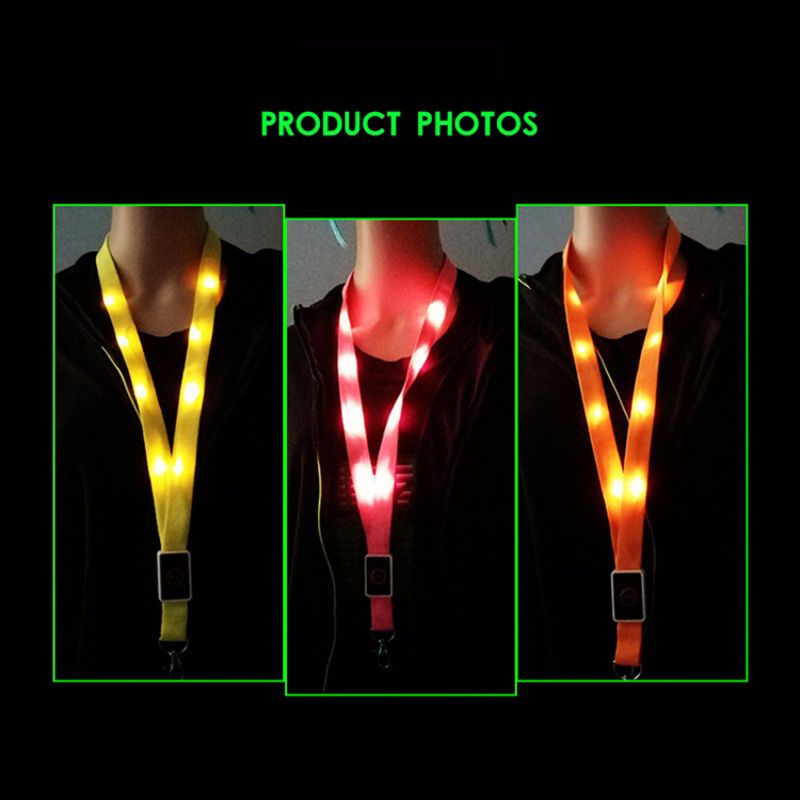 OEM/ODM China Custom Glow In The Dark Lanyard - Manufacturer’s cheap promotion glowing party logo customized identification led waterproof lanyard – Longstar detail pictures