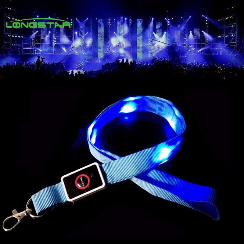 OEM/ODM China Custom Glow In The Dark Lanyard - Manufacturer’s cheap promotion glowing party logo customized identification led waterproof lanyard – Longstar detail pictures