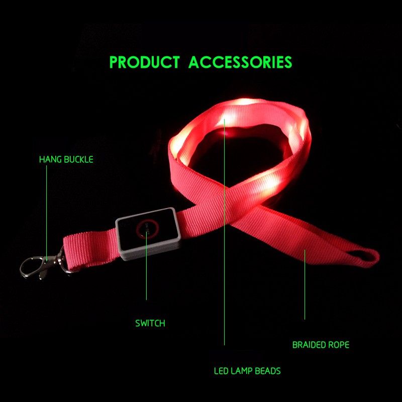 OEM/ODM China Custom Glow In The Dark Lanyard - Manufacturer’s cheap promotion glowing party logo customized identification led waterproof lanyard – Longstar detail pictures