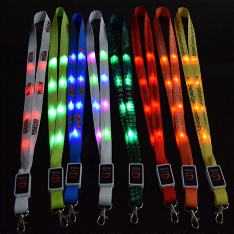 OEM/ODM China Custom Glow In The Dark Lanyard - Manufacturer’s cheap promotion glowing party logo customized identification led waterproof lanyard – Longstar detail pictures