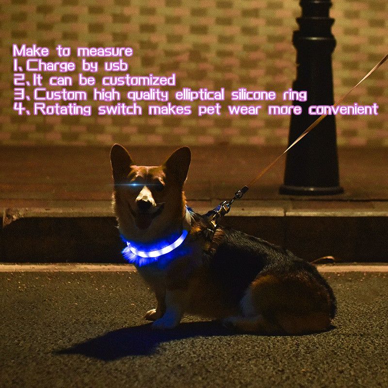 China wholesale Dog Led Recharging Collar - Pet factory direct sales new high-quality monochrome seven-color pet safety special to prevent loss night glow adjustable USB – Longstar detail pictures