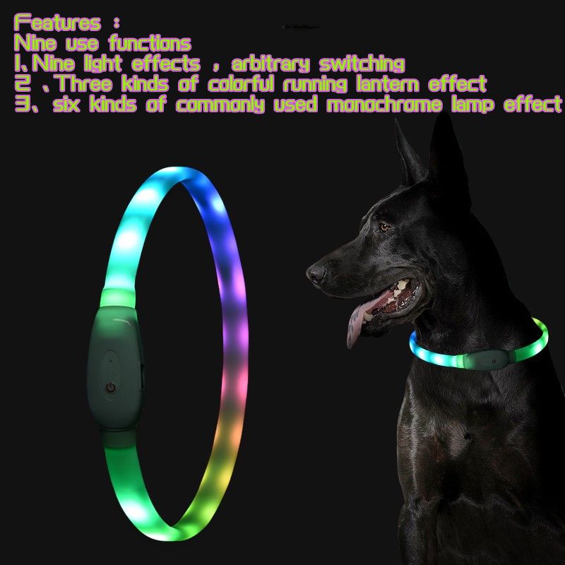 China wholesale Dog Led Recharging Collar - Pet factory direct sales new high-quality monochrome seven-color pet safety special to prevent loss night glow adjustable USB – Longstar detail pictures