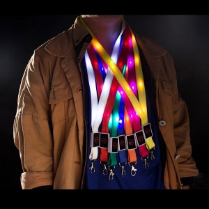 New factory promotion bar wedding party creative identity flash lanyard support custom led lanyard